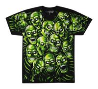 Liquid Blue Skull Pile T-Shirt Camiseta, Negro, XL Unisex Adulto