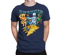 Liquid Blue Unisex Adult Grateful Dead Follow The Golden Road Short Sleeve T-Shirt T Shirt, Navy, Large US