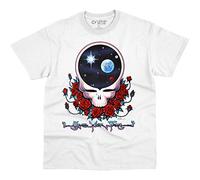 Liquid Blue Unisex Adult Grateful Dead Space Face White T-Shirt T Shirt, White, Large US