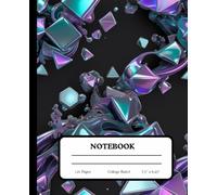 Liquid Geometry Notebook for Students College Ruled School Notes Iridescent Abstract Pattern for Modern Thinkers: Futuristic Grid Journal with Metallic Shapes on Matte Black