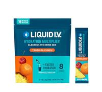 Liquid I.V. Multiplicador de hidratación - Perforadora tropical - Paquetes de polvo de hidratación | Mezcla de bebida electrolitos | Barra de una sola porción fácil de abrir | Sin OMG | 16 varillas