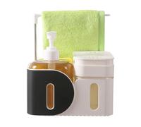 Liquid Soap Dispenser - Bomba Bottle, Built in Sponge Holder, Storage Rack Included | Kitchen Sink Lotion Container Set for Bathroom Apartment Hotel RV Washing Cleaning