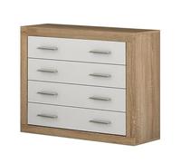 LIQUIDATOR Cómoda 4 Cajones Modelo Lara, Color Cambrian Blanco, Cómoda Dormitorio, Medidas: 81,5 cm (Alto), 98 cm (Ancho), 39,6 cm (Fondo)