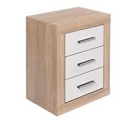 LIQUIDATOR Mesita de Noche Modelo Lara, 3 Cajones, Color: Cambrian Blanco, Mesilla Dormitorio, Medidas: 60 cm (Alto) x 50 cm (Ancho) x 34.6 cm (Fondo).
