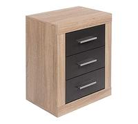 LIQUIDATOR Mesita de Noche Modelo Lara, 3 Cajones, Color: Cambrian Grafito (Negro), Mesilla Dormitorio, Medidas: 60 cm (Alto) x 50 cm (Ancho) x 34.6 cm (Fondo).