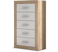 LIQUIDATOR Sinfonier de 5 Cajones Modelo Lara, Sinfonier Dormitorio Lara, Color: Cambrian Blanco, Medidas: 106 cm (Alto) x 60 cm (Ancho) x 39.5 cm (Fondo)