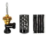 Liquido antipinchazos sin Cartuchos LEZYNE, Tubeless, Negro | Kit de reparación de neumáticos compacto 2 en 1 de CO2 y sin cámara, herramienta de bicicleta con 5 tapones de neumáticos