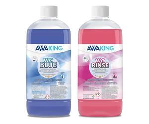Liquido WC Quimico Portatil, Similar Aqua KEM Blue, 1L + Rinse 1L, Liquido WC Quimico, Aguas Negras, Cisterna y Aguas Grises, Camper,Potti,Aguas Negras Autocaravanas,Depósito Residuos