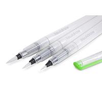 Liquidraw 3 bolígrafos de acuarela | Bolígrafos recargables de tinta de tanque largo y pincel de agua | Incluye pequeño, mediano y grande | Ideal para artistas, pintura, caligrafía y letras | Ligero y
