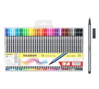 Liquidraw Fineliner - Rotuladores para colorear, 36 unidades, punta fina de 0,4 mm, colores vibrantes surtidos, diseño innovador ideal para la escuela, el trabajo y la oficina, billetera transparente
