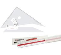Liquidraw Juego de 2 reglas cuadradas ajustables de 25 cm y escala triangular de 30 cm para arquitectura, dibujo, carpintería