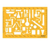 Liquidraw Plantilla de química orgánica, 21 cm x 14,5 cm, plantilla de dibujo para símbolos y formas de laboratorio, plantilla de ciencia geométrica de plástico transparente para dibujos de