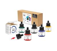 Liquidraw Tinta acrílica para dibujo, 5 colores surtidos, botellas de 35 ml con cuentagotas de tinta, adecuada para pintura, dibujo artístico y diseño, ideal para profesionales, artistas, estudiantes