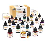 Liquidraw Tinta de dibujo de acuarela, 20 colores surtidos, botellas de 35 ml con cuentagotas de tinta, tintas de acuarela para dibujo y diseño, adecuadas para profesionales, artistas, estudiantes y