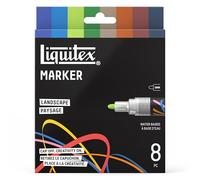 Liquitex 3699488 Rotuladores multisuperficie con puntas duraderas y base de agua de secado rápido - colores vivos sobre lienzo, madera, cristal, textiles y mucho más - Set Paisajes, 8 x 2mm