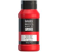 Liquitex Basics Fluid - Pintura acrílica de consistencia fluida, secado rápido, resistente a la luz, impermeable, acabado satinado permanente, bote 118 ml, Rojo naftol carmesí