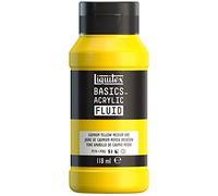 Liquitex Basics Fluid - Pintura acrílica de consistencia fluida, secado rápido, resistente a la luz, impermeable, acabado satinado permanente, bote 118 ml, tono amarillo de cadmio medio