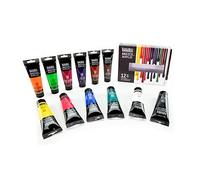Liquitex BASICS, Set de Pintura Acrílica Studio, 12 Tubos de 118 ml, colores surtidos, para bellas artes y manualidades