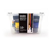Liquitex BASICS, Set de Pintura Acrílica Studio para Principiantes, 9 tubos de 75ml + set pinceles, colores surtidos