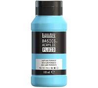 Liquitex Basics Fluid - Pintura acrílica de consistencia fluida, secado rápido, resistente a la luz, impermeable, acabado satinado permanente, bote 118 ml, azul claro permanente