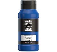 Liquitex Basics Fluid - Pintura acrílica de consistencia fluida, secado rápido, resistente a la luz, impermeable, acabado satinado permanente, bote 118 ml, azul ftalo