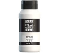 Liquitex Basics Fluid - Pintura acrílica de consistencia fluida, secado rápido, resistente a la luz, impermeable, acabado satinado permanente, bote 118 ml, blanco iridescente