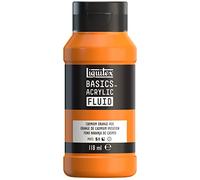 Liquitex Basics Fluid - Pintura acrílica de consistencia fluida, secado rápido, resistente a la luz, impermeable, acabado satinado permanente, bote 118 ml, tono naranja de cadmio