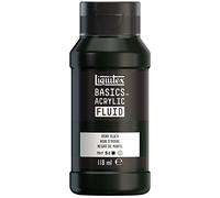 Liquitex Basics Fluid - Pintura acrílica de consistencia fluida, secado rápido, resistente a la luz, impermeable, acabado satinado permanente, bote 118 ml, negro de marfíl