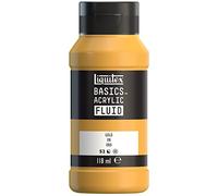 Liquitex Basics Fluid - Pintura acrílica de consistencia fluida, secado rápido, resistente a la luz, impermeable, acabado satinado permanente, bote 118 ml, oro