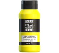 Liquitex Basics Fluid - Pintura acrílica de consistencia fluida, secado rápido, resistente a la luz, impermeable, acabado satinado permanente, bote 118 ml, tono amarillo de cadmio claro