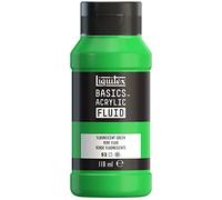 Liquitex Basics Fluid - Pintura acrílica de consistencia fluida, secado rápido, resistente a la luz, impermeable, acabado satinado permanente, bote 118 ml, verde fluorescente