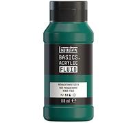 Liquitex Basics Fluid - Pintura acrílica de consistencia fluida, secado rápido, resistente a la luz, impermeable, acabado satinado permanente, bote 118 ml, verde ftalo