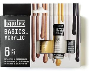 Liquitex LQX - Juego acrílico Basics, 6 x 118 ml, metalizados iridiscentes