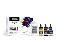 Liquitex Professional Ink - Set Arte Fluido Colores Oscuros, Set de Tinta Acrílica Profesional - 3 Tintas Acrílicas Extrafinas de 30ml + 1 Pouring Medium de 118ml