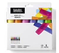 Liquitex Set 6 rotuladores acrílicos de Punta Ancha, Multicolor, 15 mm, 6 Unidades