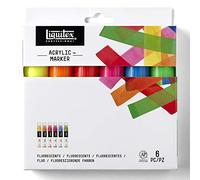 Liquitex Set de rotuladores acrílicos Punta Ancha, Colores Fluorescentes, 15 mm, 6 Unidades