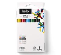 Liquitex Set de rotuladores acrílicos punta fina, Colores clásicos, 2 mm, 6 unidades