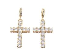 LiQunSweet 5 dijes colgantes de latón con circonita cúbica europea, crucifijo religioso de Jesús, dijes de agujero grande para manualidades, joyas, pulseras, collares, aretes, manualidades