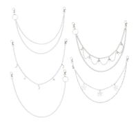 LiQunSweet 5 estilos de cinturón de cadena estilo punk, pantalones vaqueros, bolsillo en la cintura, multicapa, estilo hip hop, cadena de cinturón de metal para hombres y mujeres, plateado, Medium