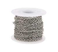 LiQunSweet Cadenas de eslabones cruzados de acero inoxidable 304 de 10 m con carrete para accesorios de fabricación de joyas, 4 x 3 mm