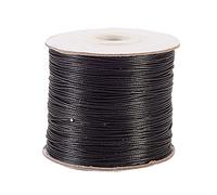 LiQunSweet Crafts - Hilo de algodón encerado coreano respetuoso con el medio ambiente (0,8 mm, 160 m) (negro)