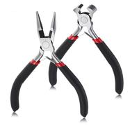 LIQWEI 2 alicates de corte de extremo para hacer joyas, juego de alicates de punta de aguja pequeña, alicates de extracción de uñas, herramienta de reparación de cremallera, alicates de joyería para