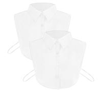 LIQWEI 2 insertos de cuello para mujer, cuello falso, cuello falso, desmontable, desmontable, para mujer, algodón, mitad de camisa, talla única (blanco)
