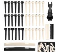 LIQWEI 36 clavijas de puente de guitarra acústica con 2 tuercas de sillín de guitarra y extractor de pines de puente