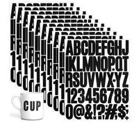 LIQWEI 500 pegatinas con número de letras, letras adhesivas de 5 cm, números de vinilo resistentes al agua, 10 hojas de letras y números, kit para manualidades, tarjetas de felicitación (negro)
