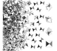 LIQWEI 500 remaches plateados, remaches cuadrados de metal para cuero, punk, studs de metal, 10 mm, pirámide, remaches para bolsos, ropa, zapatos, guantes de cuero