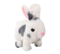 Liqzirtu Animal de Peluche de Conejito en Movimiento, Peluche de Conejito Realista | Plush Conejo electrónico con Campana,Caminando y sacudiendo Orejas de Conejo Relleno de Juguetes educativos para