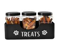 Liqzirtu Contenedor de almacenamiento de comida para perros - Contenedor de golosinas para perros de 3 piezas, contenedores trapezoidales para golosinas para mascotas, organizador sellado