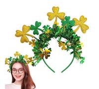 Liqzirtu Diadema irlandesa, diadema de trébol verde, diadema lisa de trébol con sombrero de bolos para niños y adultos
