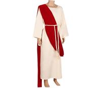 Liqzirtu Jesús Disfraz Adulto, Jesús Traje de los hombres, Luxury Jesús Traje Coats | Halloween Jesús vestido, traje general prístino, tejido transpirable para un lino y materiales de terciopelo, que